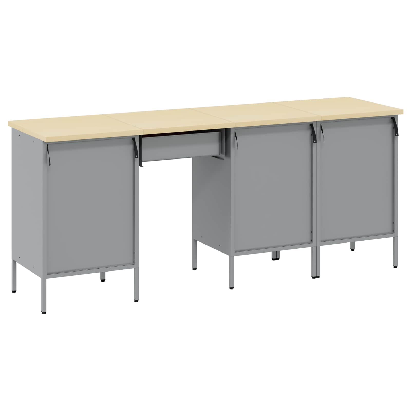 Werk kast 4 pcs Zwart 200 x 55 x 85 cm Engineered hout en staal is nu te koop bij PeponiXL, paradijselijk wonen!