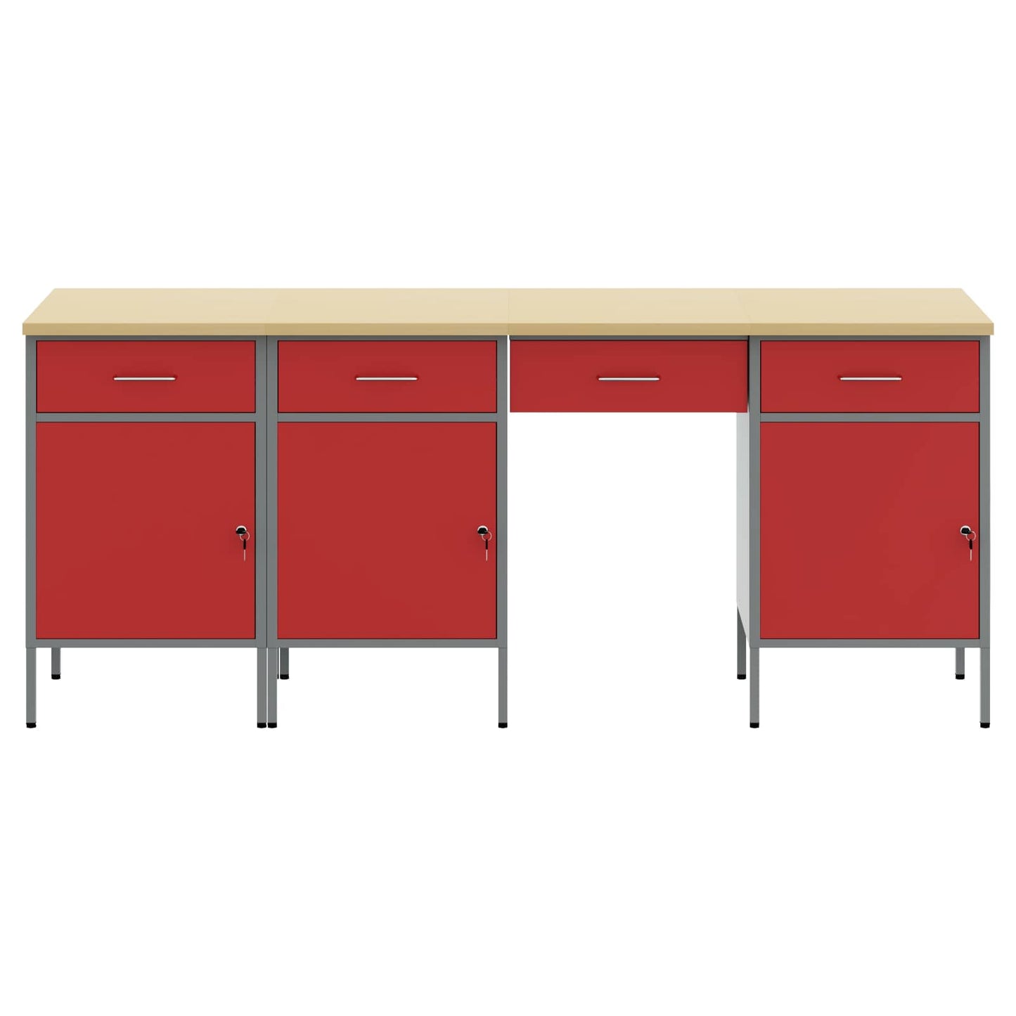 Werk kast met lade met slot 4 pcs Rood Engineered hout en staal is nu te koop bij PeponiXL, paradijselijk wonen!