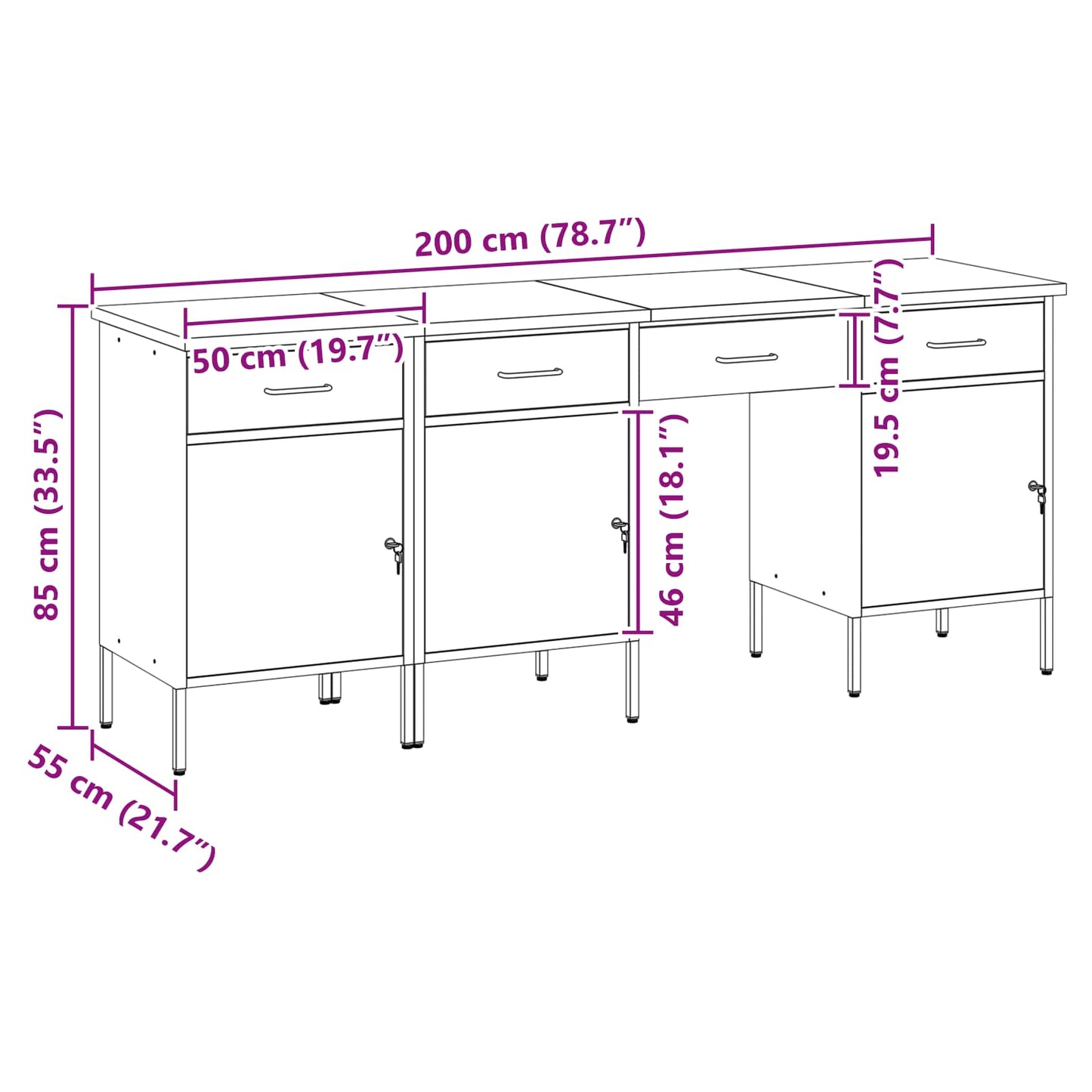 Werk kast met lade met slot 4 pcs Rood Engineered hout en staal is nu te koop bij PeponiXL, paradijselijk wonen!