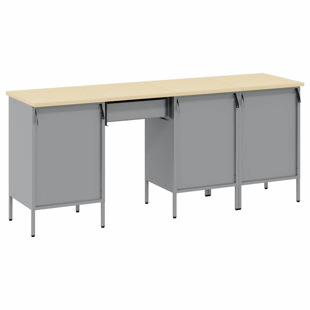 Werk kast 4 pcs Zwart 200 x 55 x 85 cm Engineered hout en staal is nu te koop bij PeponiXL, paradijselijk wonen!