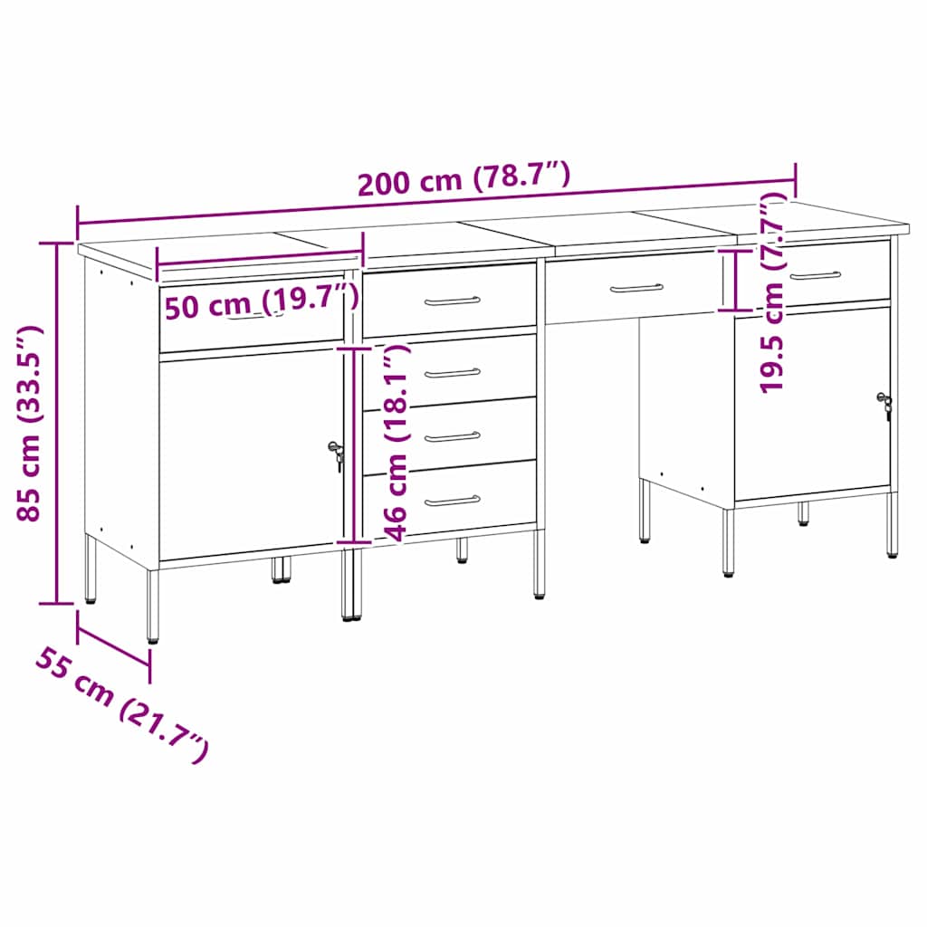 Werk kast met lade met slot 4 pcs Rood Engineered hout en staal is nu te koop bij PeponiXL, paradijselijk wonen!