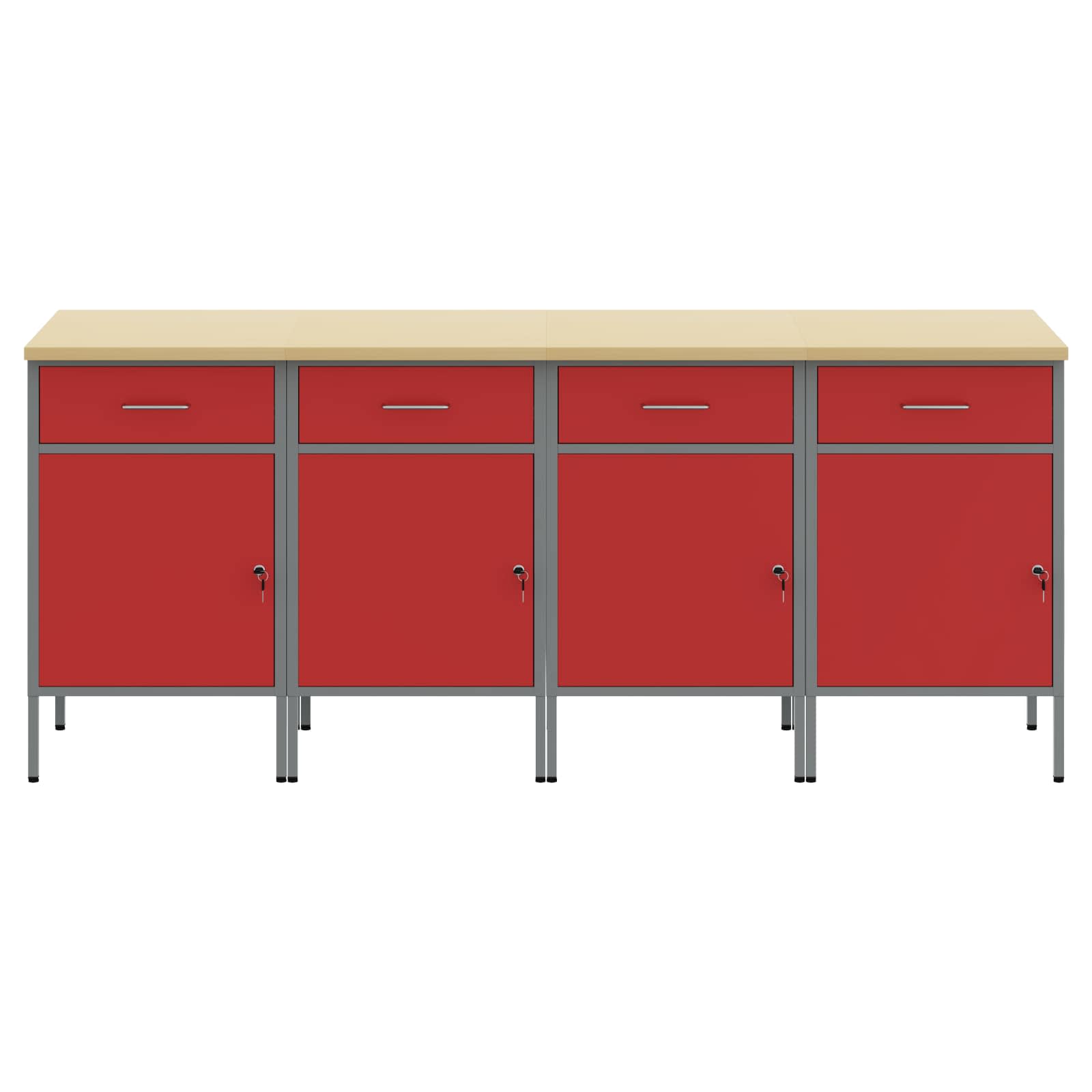 Werk kast met lade 4 pcs Rood en Grijs 200 x 55 x 85 cm is nu te koop bij PeponiXL, paradijselijk wonen!
