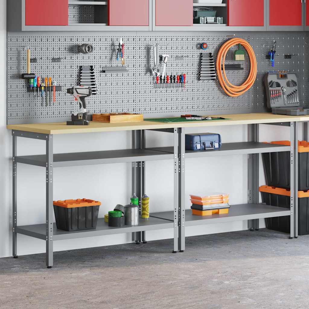 Werkbankset met plank 2 pcs Beige en Grijs 200 x 55 x 85 cm is nu te koop bij PeponiXL, paradijselijk wonen!
