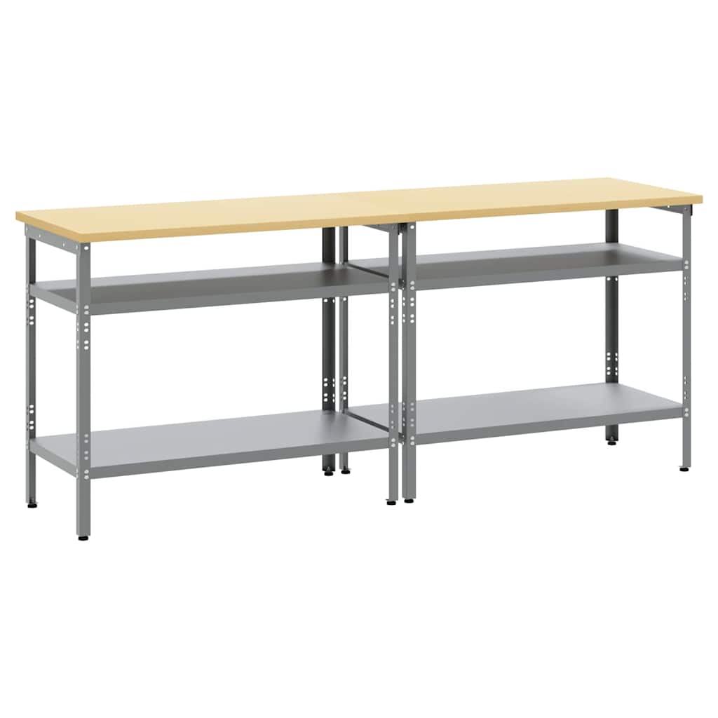 Werkbankset met plank 2 pcs Beige en Grijs 200 x 55 x 85 cm is nu te koop bij PeponiXL, paradijselijk wonen!