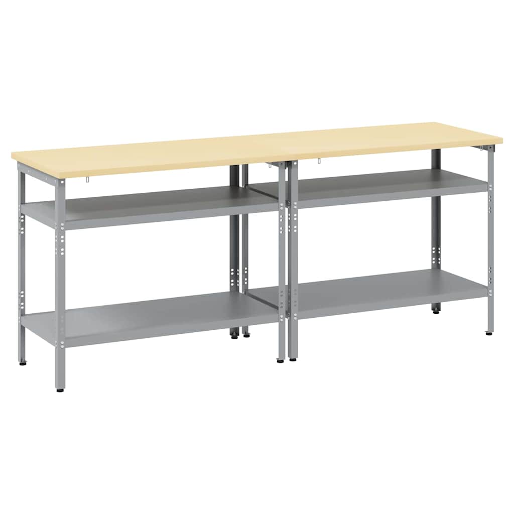 Werkbankset met plank 2 pcs Beige en Grijs 200 x 55 x 85 cm is nu te koop bij PeponiXL, paradijselijk wonen!