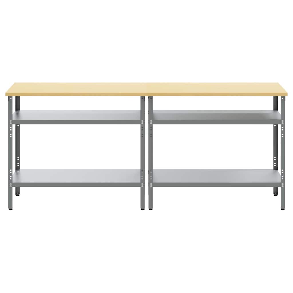 Werkbankset met plank 2 pcs Beige en Grijs 200 x 55 x 85 cm is nu te koop bij PeponiXL, paradijselijk wonen!