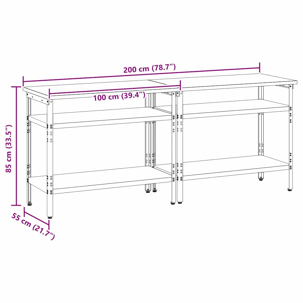 Werkbankset met plank 2 pcs Beige en Grijs 200 x 55 x 85 cm is nu te koop bij PeponiXL, paradijselijk wonen!