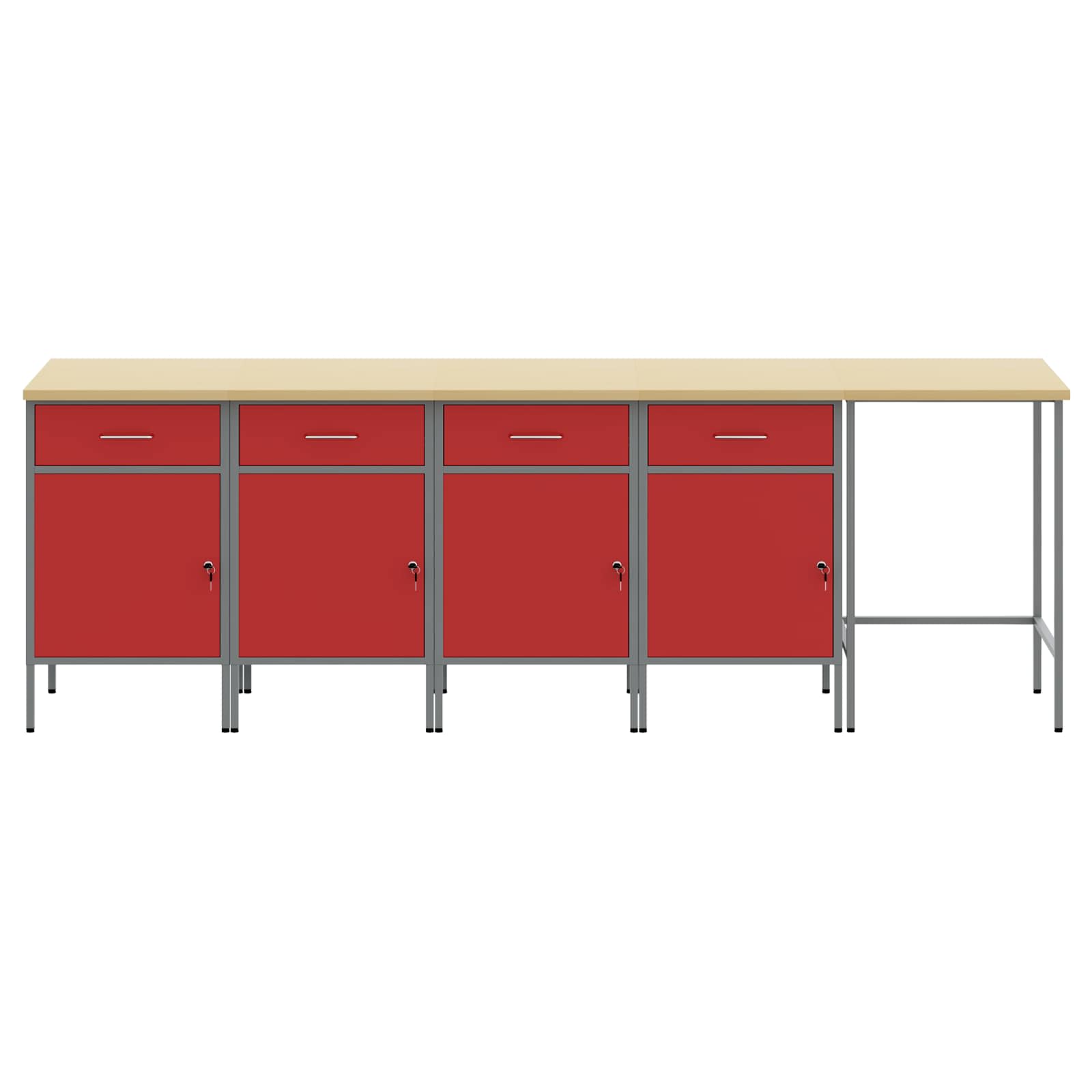 Werkkast set met lade met opslag met slot 5 pcs Rood en Grijs is nu te koop bij PeponiXL, paradijselijk wonen!