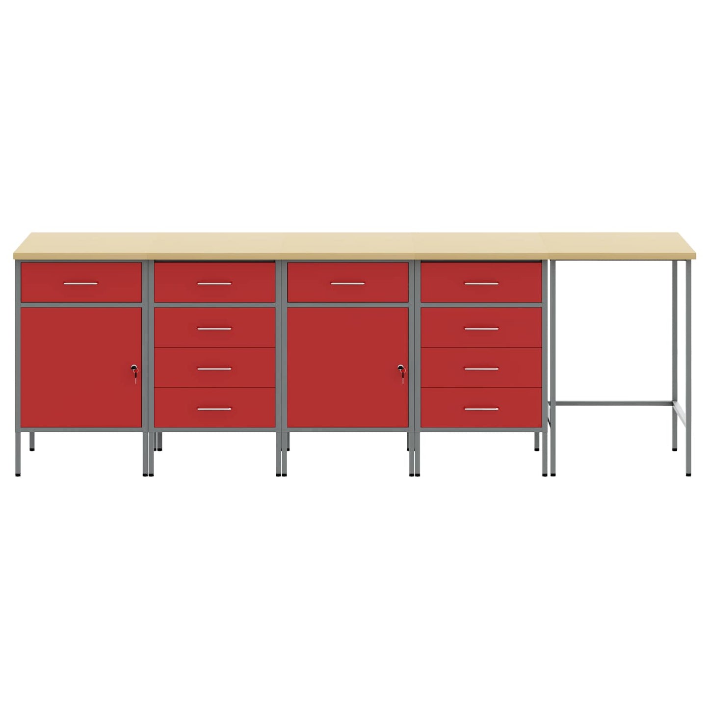 Werkkast set met lade met opslag met slot 5 pcs Rood en Grijs is nu te koop bij PeponiXL, paradijselijk wonen!