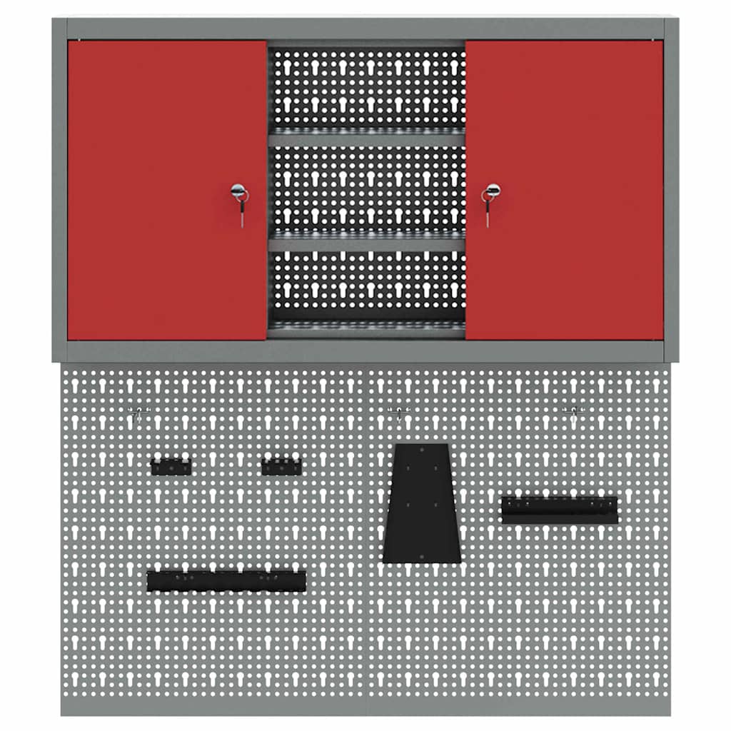 Gereedschapskast set met plank 3 pcs Rood Gepoedercoat staal is nu te koop bij PeponiXL, paradijselijk wonen!