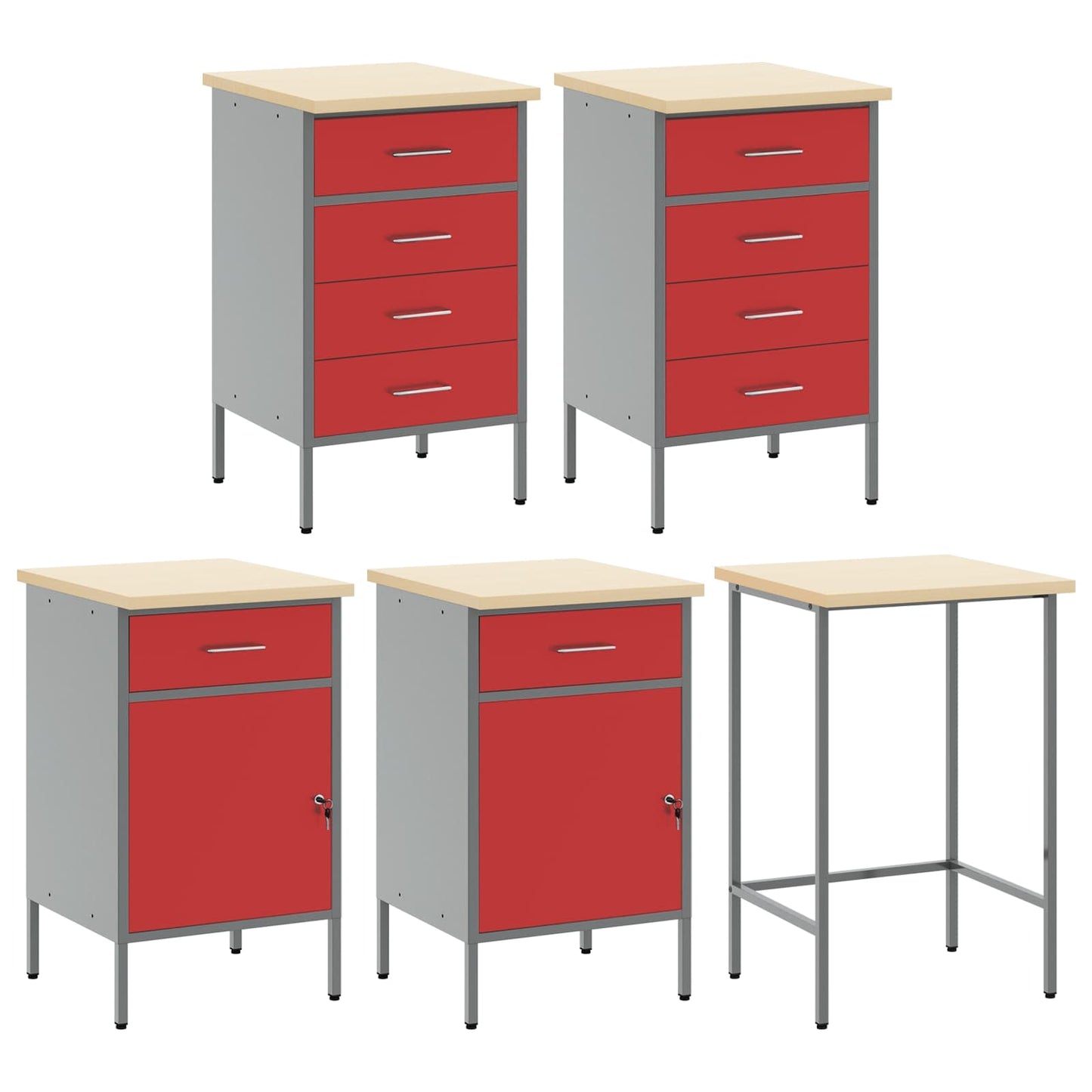 Gereedschapskast set met plank 4 pcs Zwart Gepoedercoat staal is nu te koop bij PeponiXL, paradijselijk wonen!