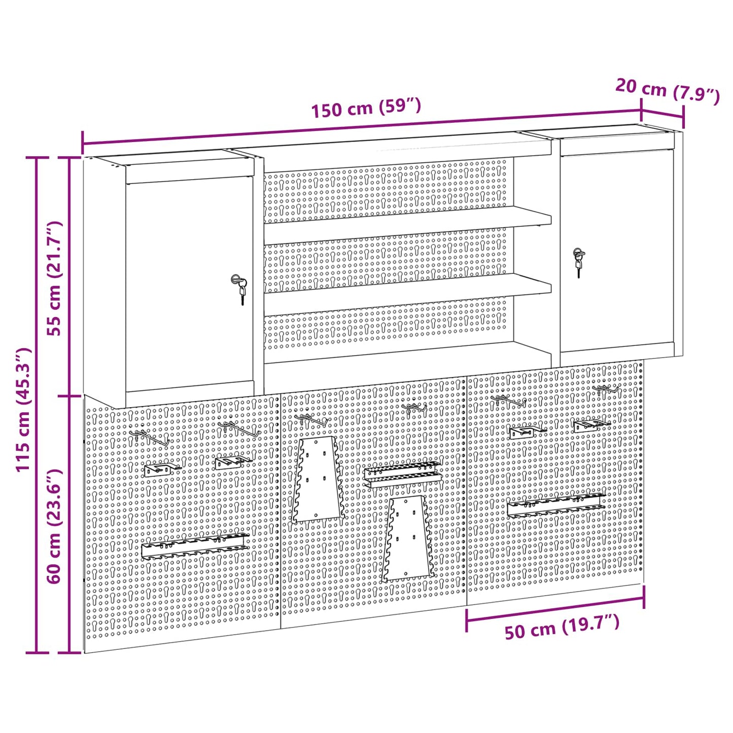 Gereedschapskast set met plank 6 pcs Rood Gepoedercoat staal is nu te koop bij PeponiXL, paradijselijk wonen!