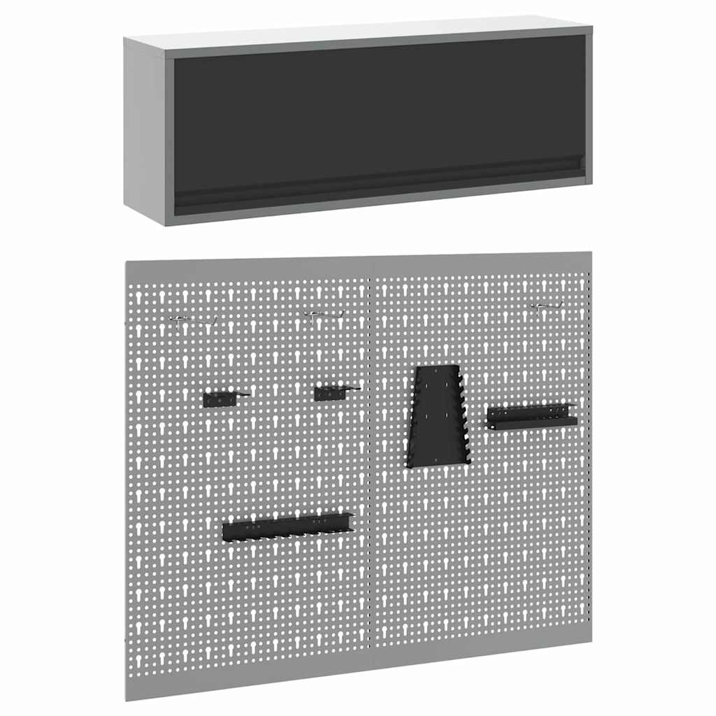 Gereedschapskast set met plank 3 pcs Zwart Gepoedercoat staal is nu te koop bij PeponiXL, paradijselijk wonen!