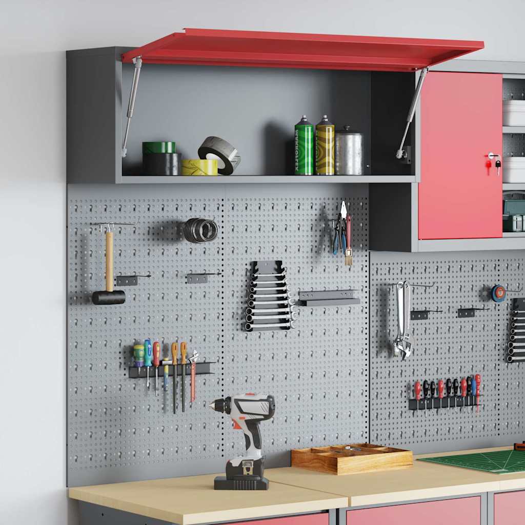 Gereedschapskast set met plank 3 pcs Rood Gepoedercoat staal is nu te koop bij PeponiXL, paradijselijk wonen!