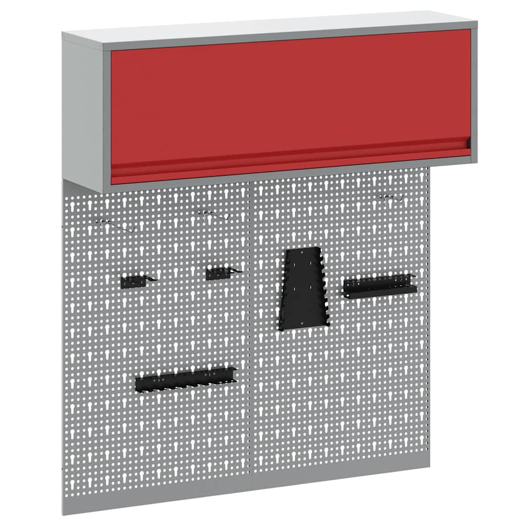 Gereedschapskast set met plank 3 pcs Rood Gepoedercoat staal is nu te koop bij PeponiXL, paradijselijk wonen!