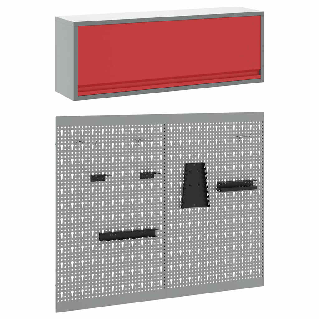 Gereedschapskast set met plank 3 pcs Rood Gepoedercoat staal is nu te koop bij PeponiXL, paradijselijk wonen!