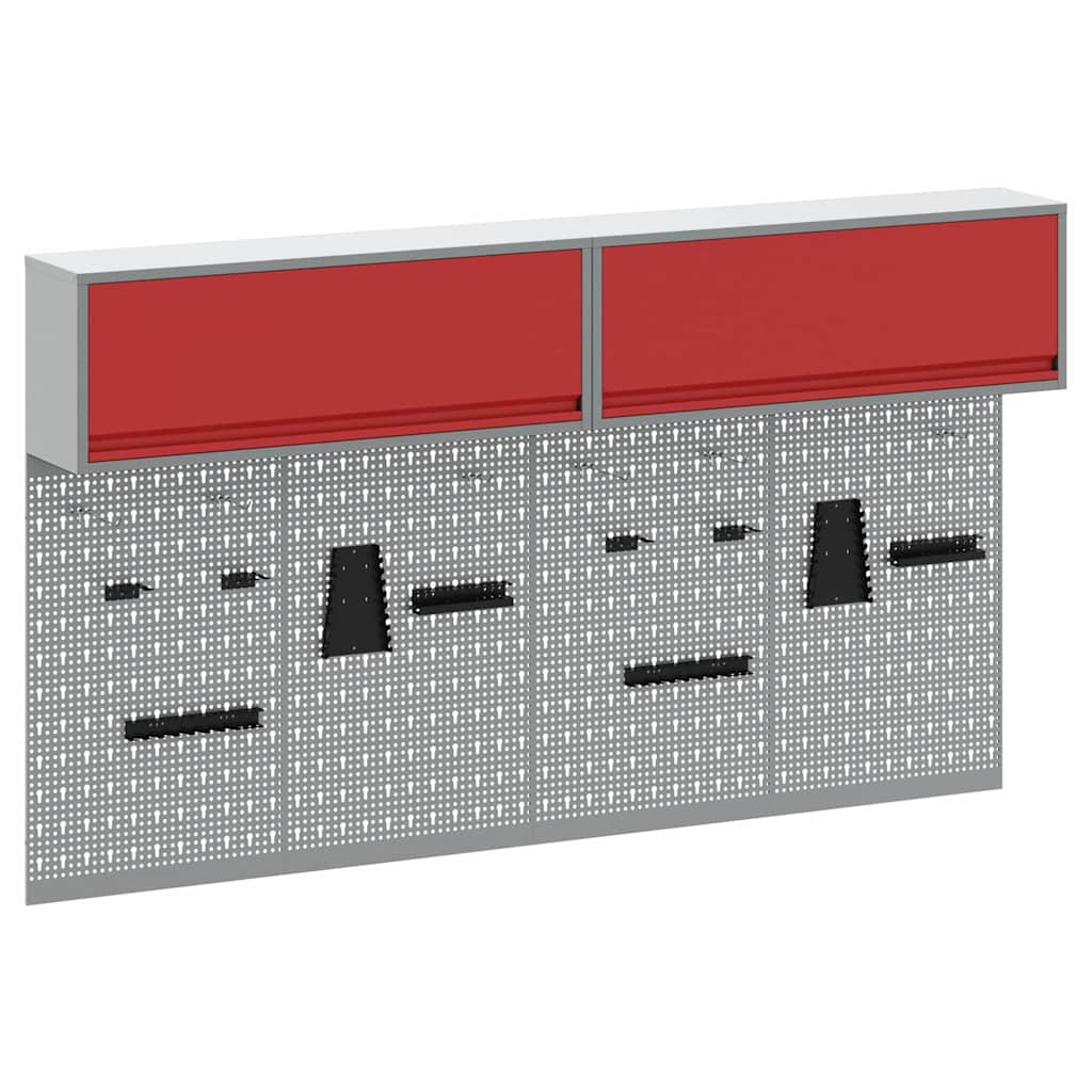 Gereedschapskast set met plank 6 pcs Rood Gepoedercoat staal is nu te koop bij PeponiXL, paradijselijk wonen!