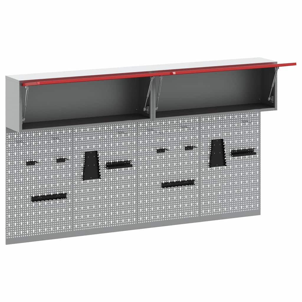 Gereedschapskast set met plank 6 pcs Rood Gepoedercoat staal is nu te koop bij PeponiXL, paradijselijk wonen!