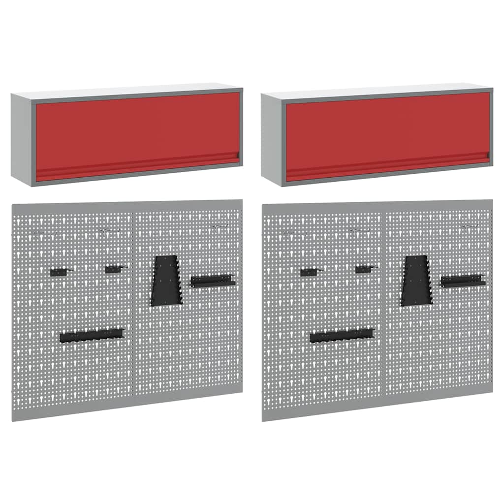 Gereedschapskast set met plank 6 pcs Rood Gepoedercoat staal is nu te koop bij PeponiXL, paradijselijk wonen!