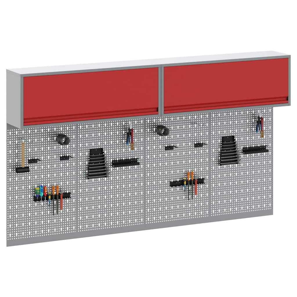 Gereedschapskast set met plank 6 pcs Rood Gepoedercoat staal is nu te koop bij PeponiXL, paradijselijk wonen!
