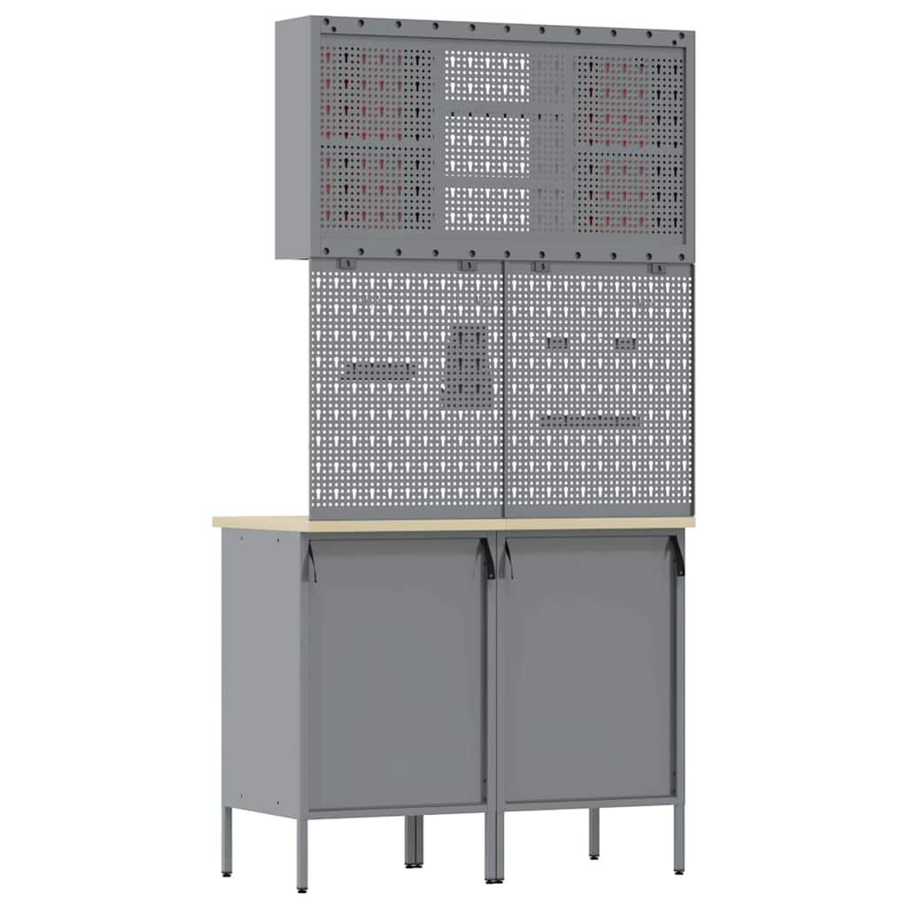 Werkkast set 6 pcs Rood Poedergecoat staal en gefabriceerd hout is nu te koop bij PeponiXL, paradijselijk wonen!