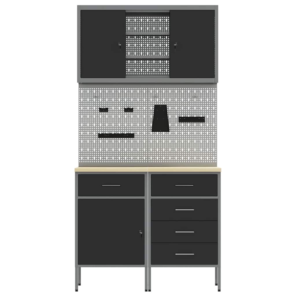 Werkkast set met lade met plank met opslag met slot 5 pcs Zwart is nu te koop bij PeponiXL, paradijselijk wonen!