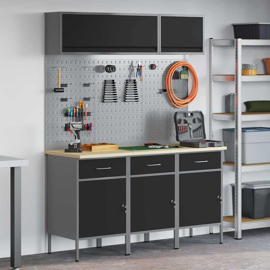 Werkkast set met lade met opslag met slot 8 pcs Zwart is nu te koop bij PeponiXL, paradijselijk wonen!