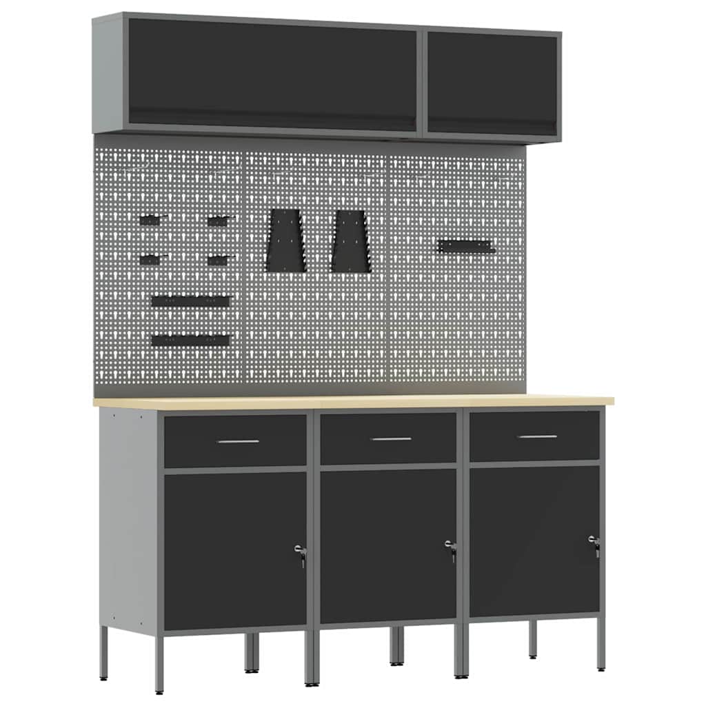 Werkkast set met lade met opslag met slot 8 pcs Zwart is nu te koop bij PeponiXL, paradijselijk wonen!