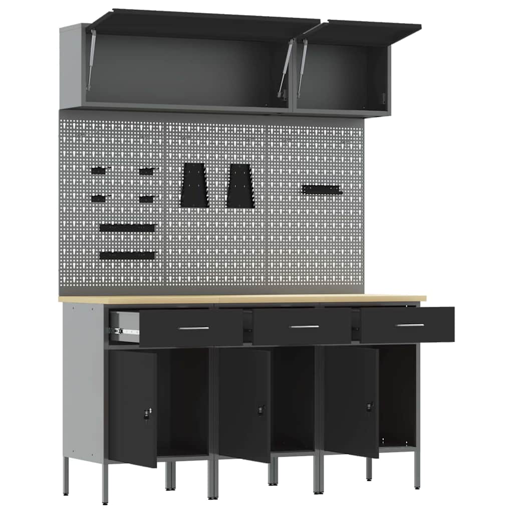 Werkkast set met lade met opslag met slot 8 pcs Zwart is nu te koop bij PeponiXL, paradijselijk wonen!