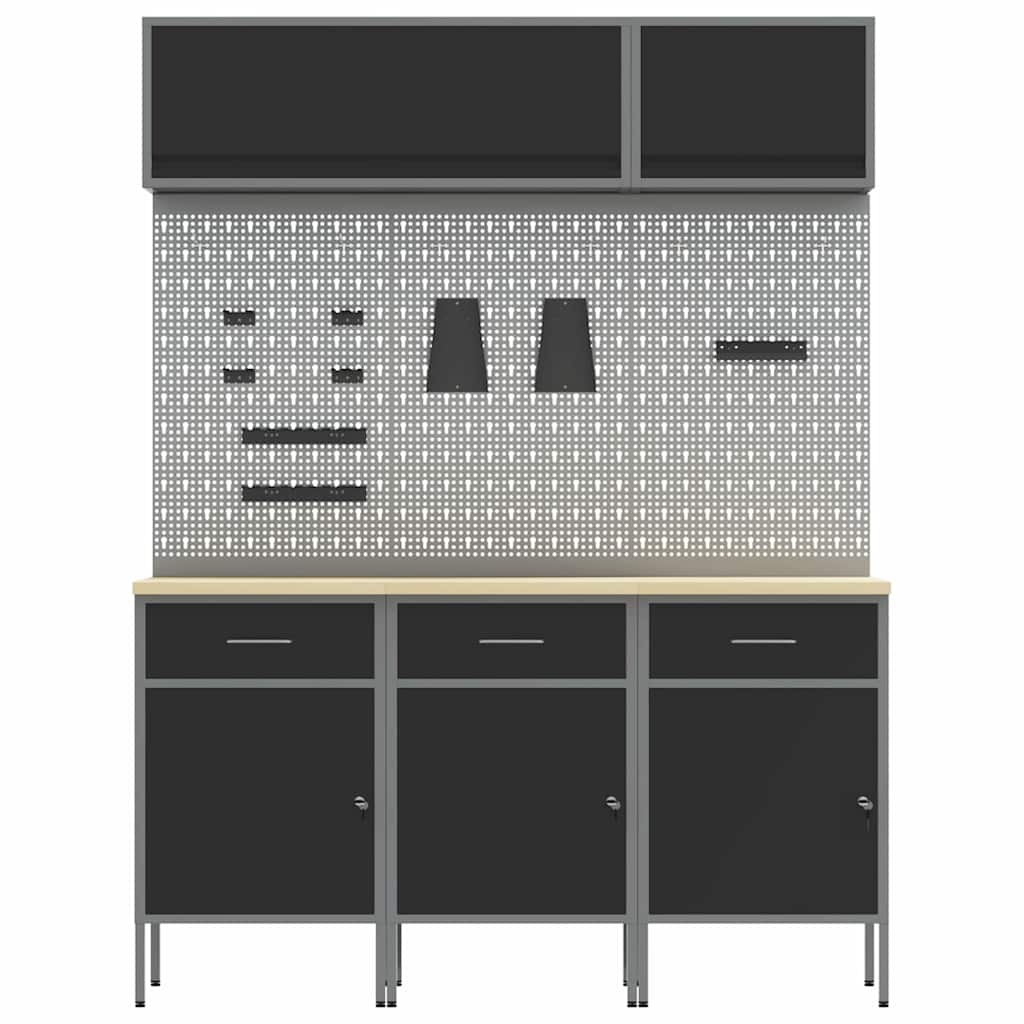 Werkkast set met lade met opslag met slot 8 pcs Zwart is nu te koop bij PeponiXL, paradijselijk wonen!