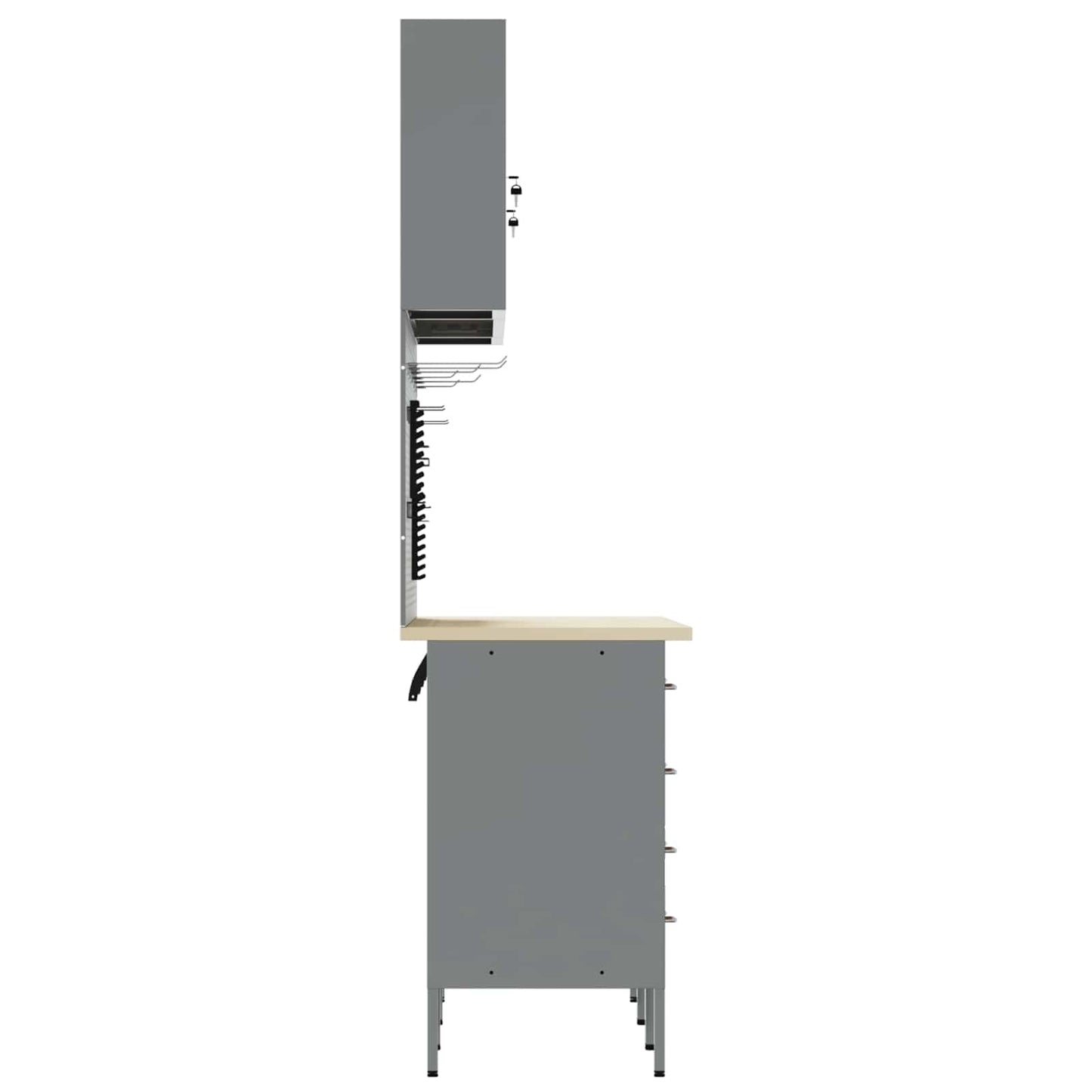 Werk kast met lade 7 pcs Zwart Engineered hout en staal