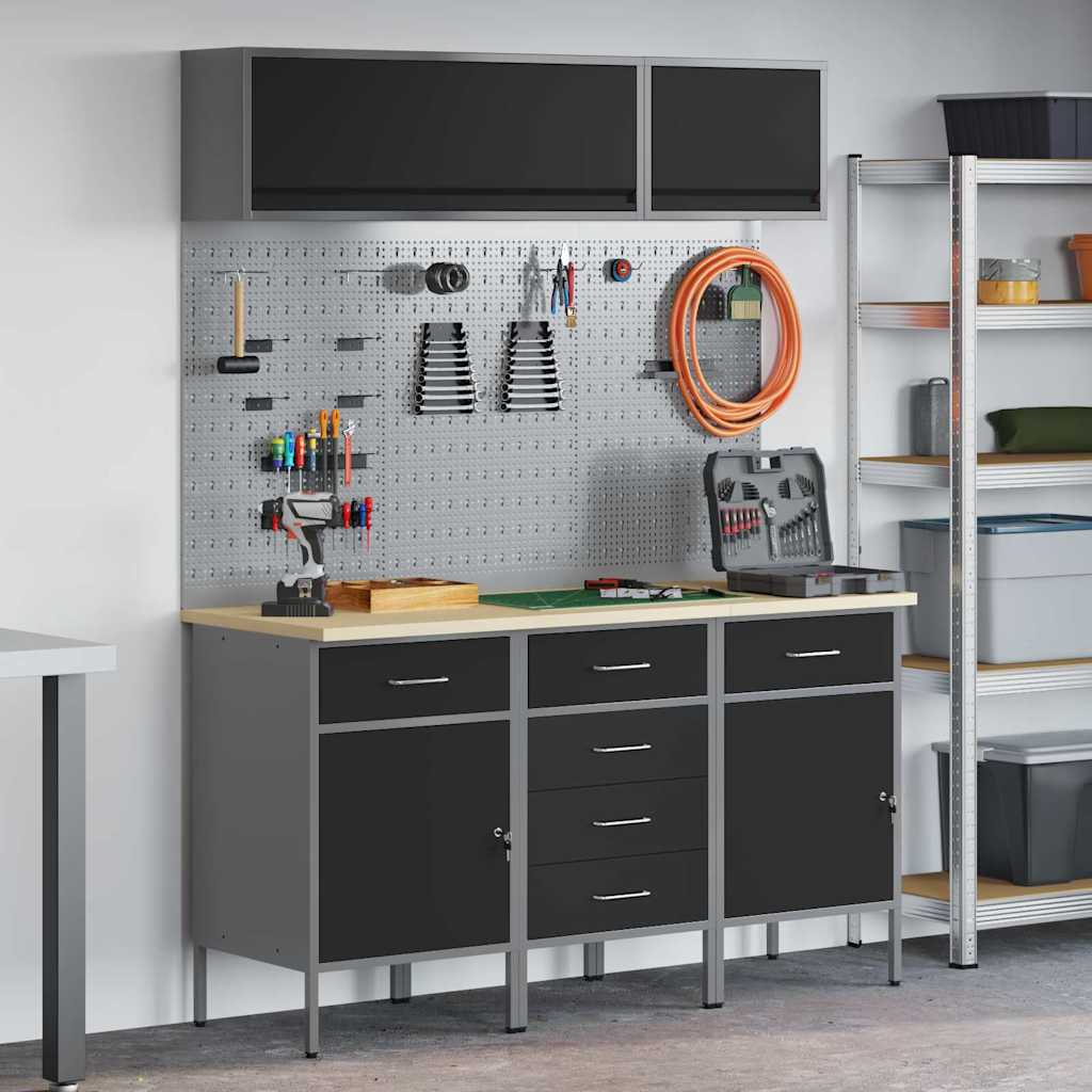 Werkkast set met lade met opslag met slot 8 pcs Zwart is nu te koop bij PeponiXL, paradijselijk wonen!