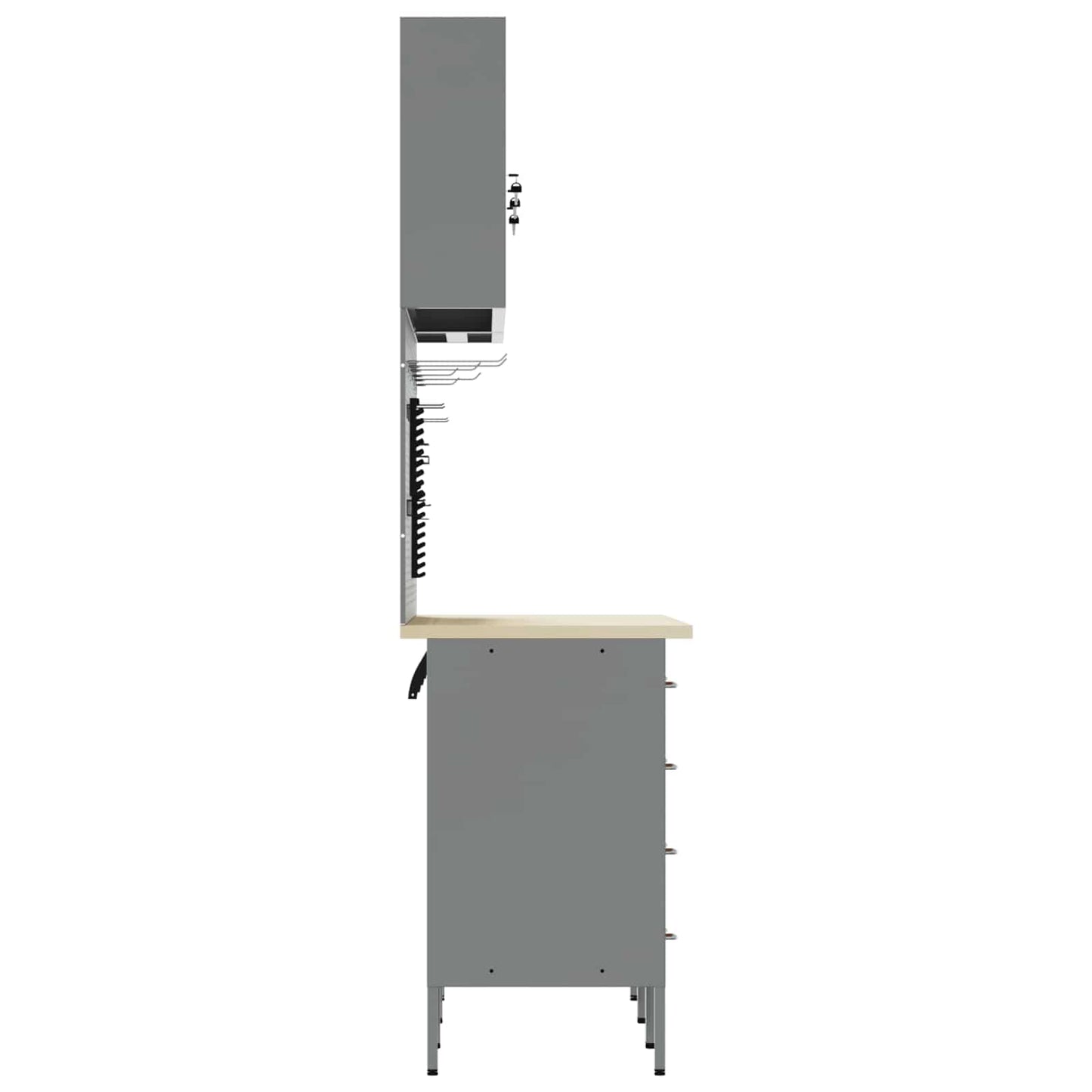 Werk kast met lade 8 pcs Zwart Engineered hout en staal