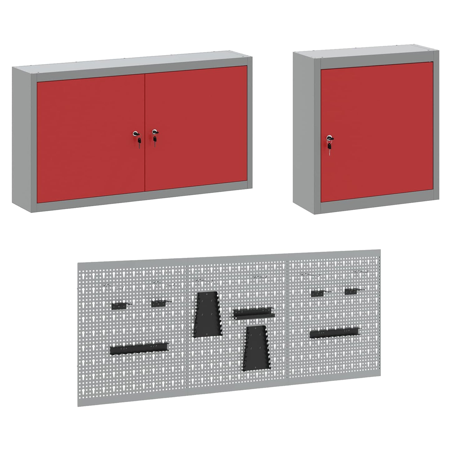 Werk kast met lade 10 pcs Rood Engineered hout en staal
