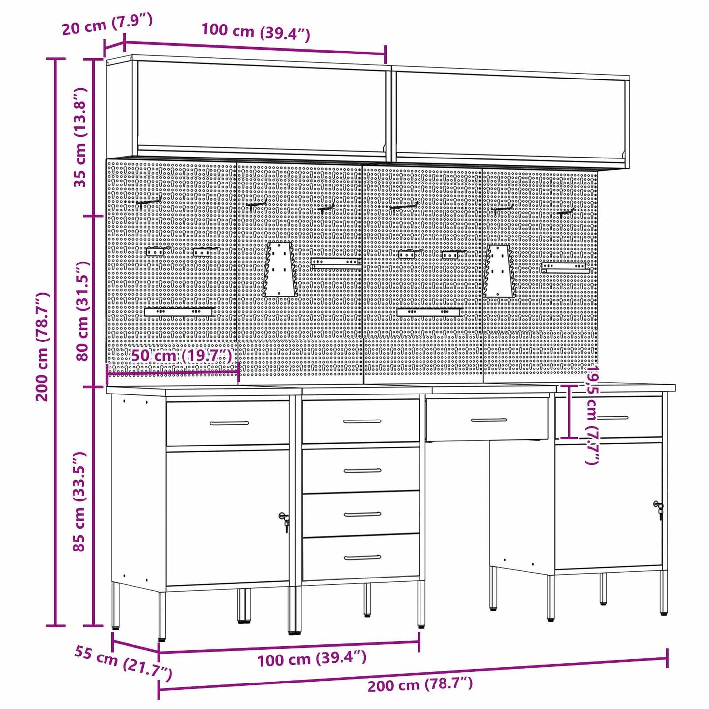Werk kast met lade 10 pcs Rood Engineered hout en staal is nu te koop bij PeponiXL, paradijselijk wonen!