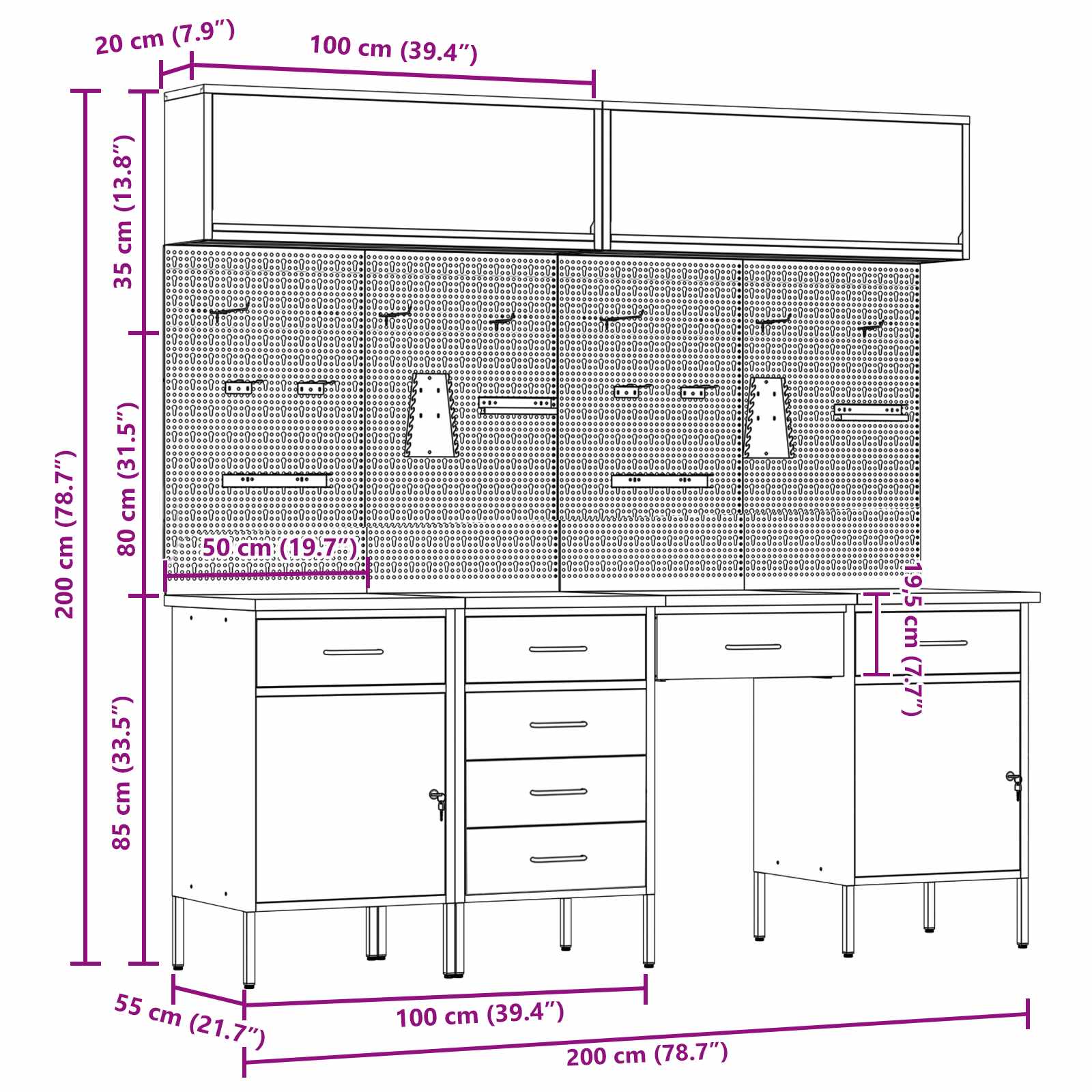 Werk kast met lade 10 pcs Rood Engineered hout en staal is nu te koop bij PeponiXL, paradijselijk wonen!