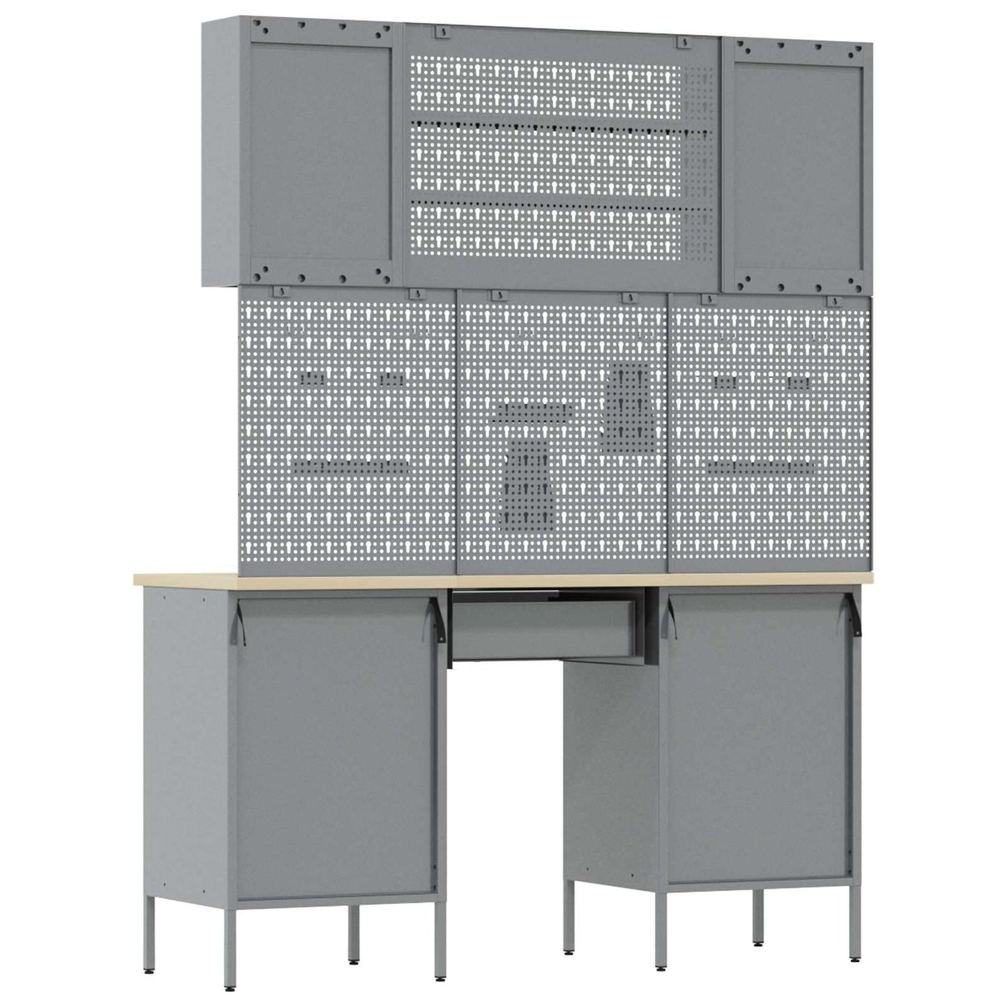 Werk kast met lade 10 pcs Zwart Engineered hout en staal is nu te koop bij PeponiXL, paradijselijk wonen!