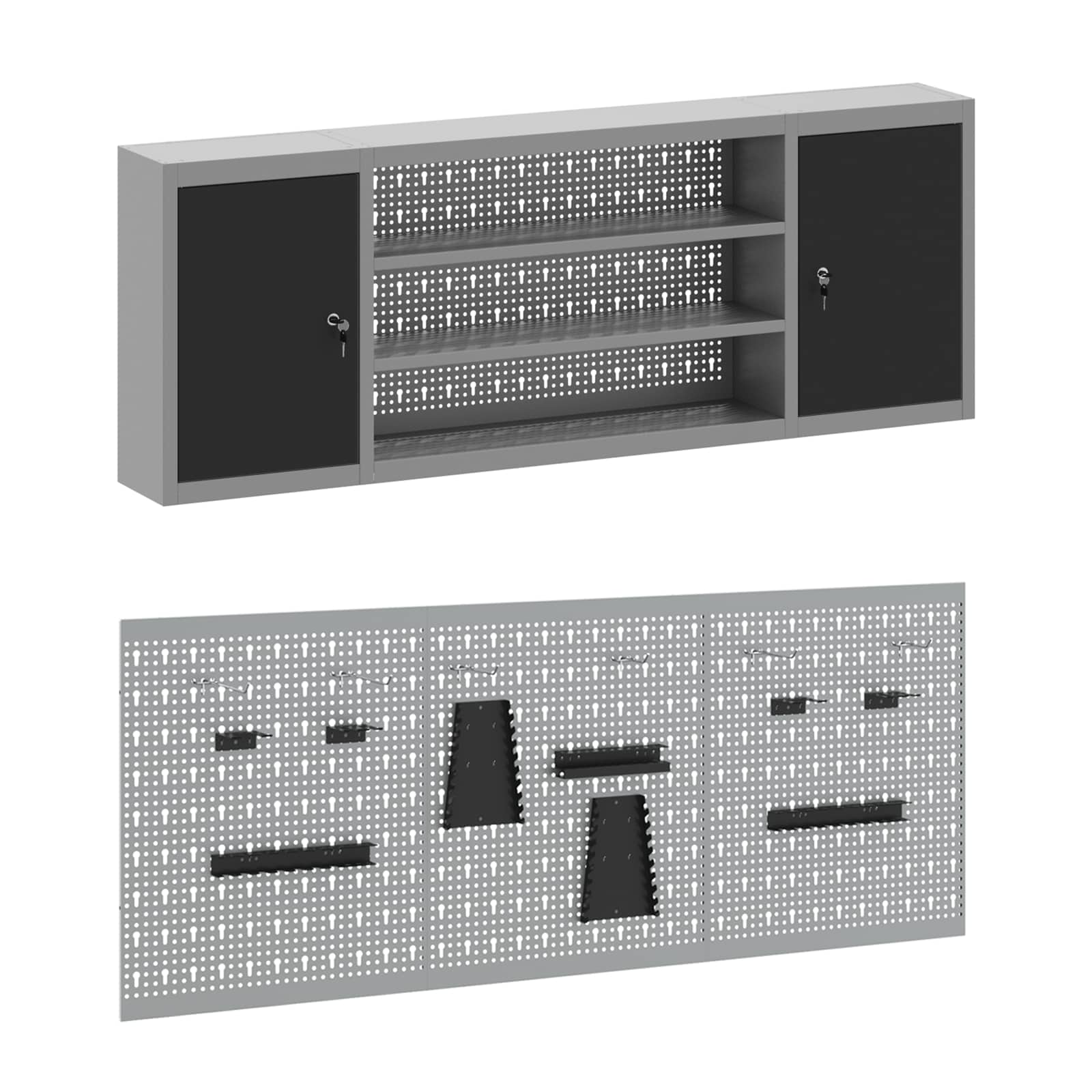 Werk kast met lade 8 pcs Zwart Engineered hout en staal is nu te koop bij PeponiXL, paradijselijk wonen!