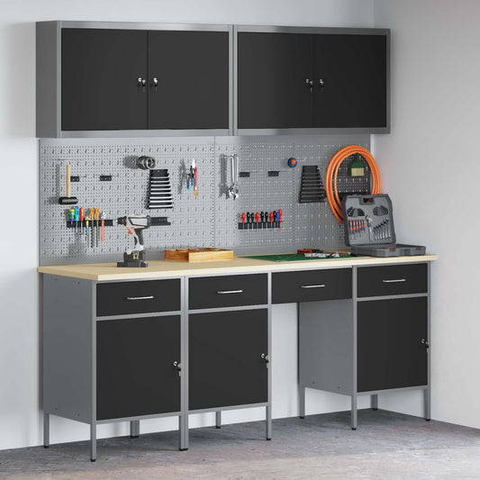 Werk kast met lade 10 pcs Zwart Engineered hout en staal is nu te koop bij PeponiXL, paradijselijk wonen!