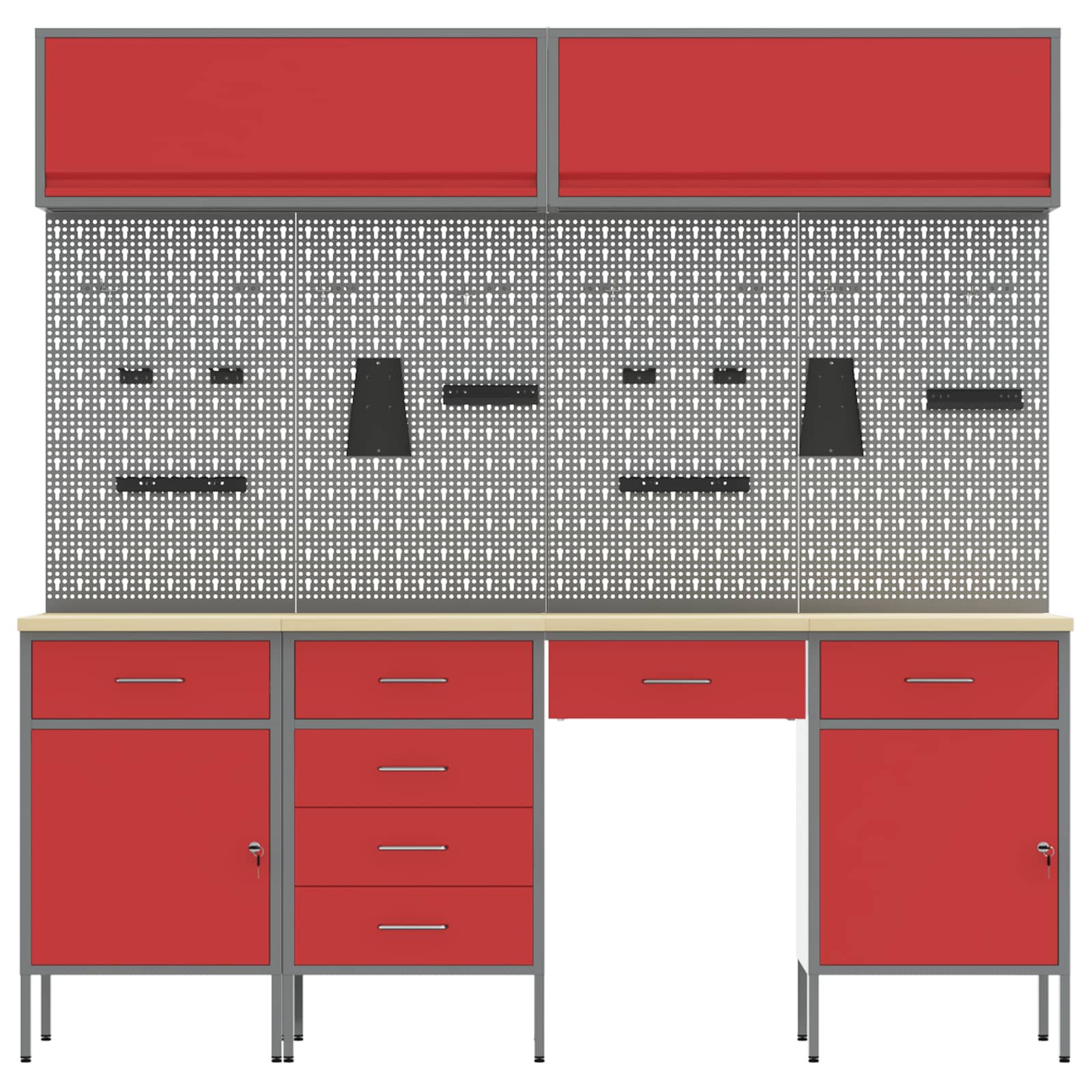 Werk kast met lade 10 pcs Rood Engineered hout en staal is nu te koop bij PeponiXL, paradijselijk wonen!