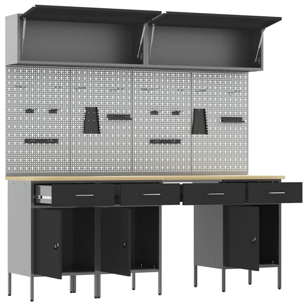 Werkkast set met lade met opslag met slot 10 pcs Zwart is nu te koop bij PeponiXL, paradijselijk wonen!