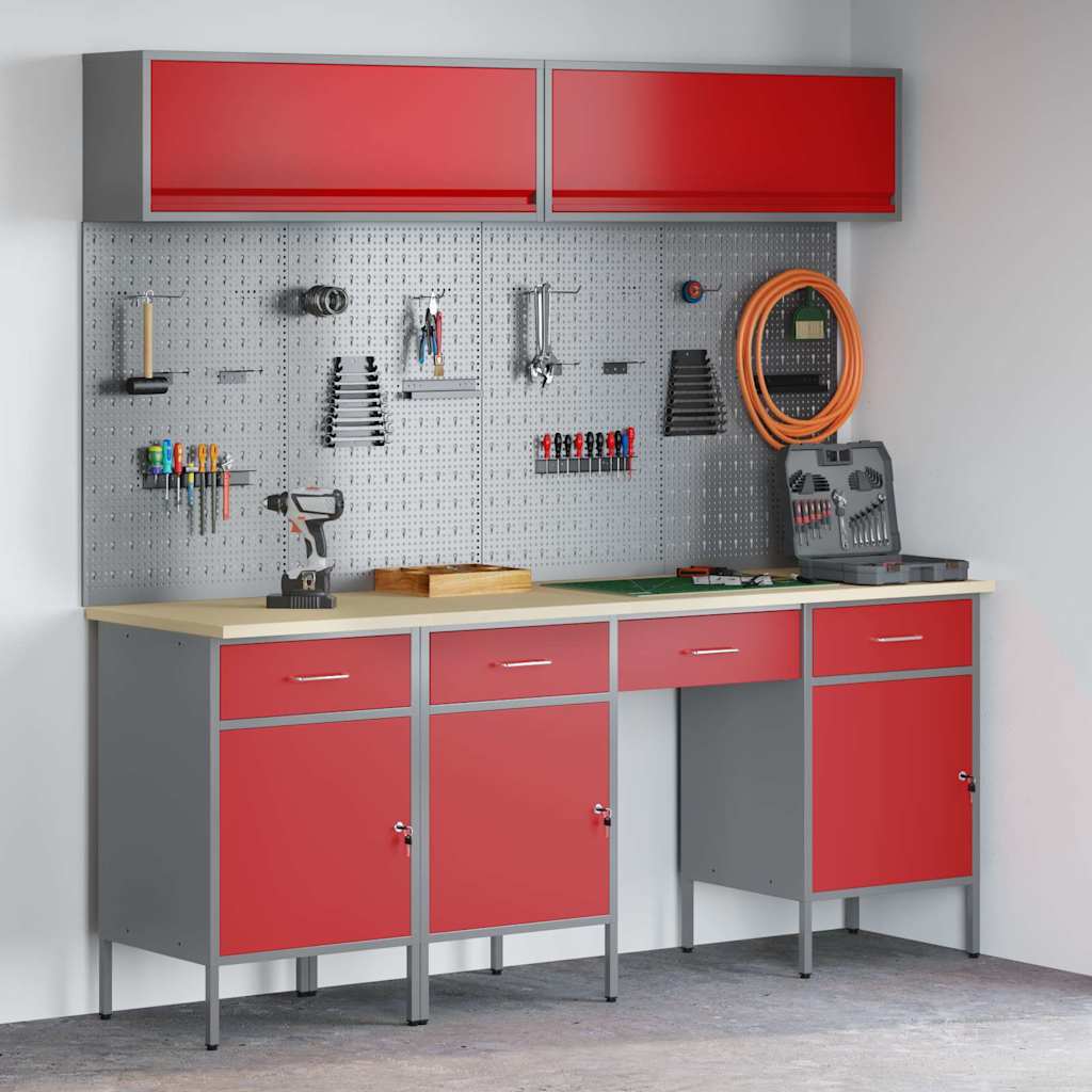 Werkkast set met lade met opslag met slot 10 pcs Rood is nu te koop bij PeponiXL, paradijselijk wonen!