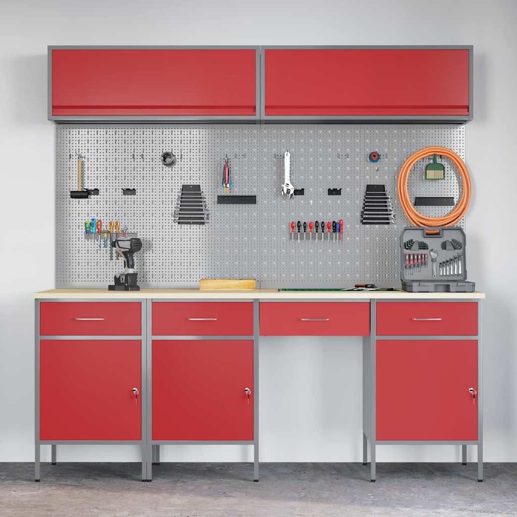 Werkkast set met lade met opslag met slot 10 pcs Rood is nu te koop bij PeponiXL, paradijselijk wonen!
