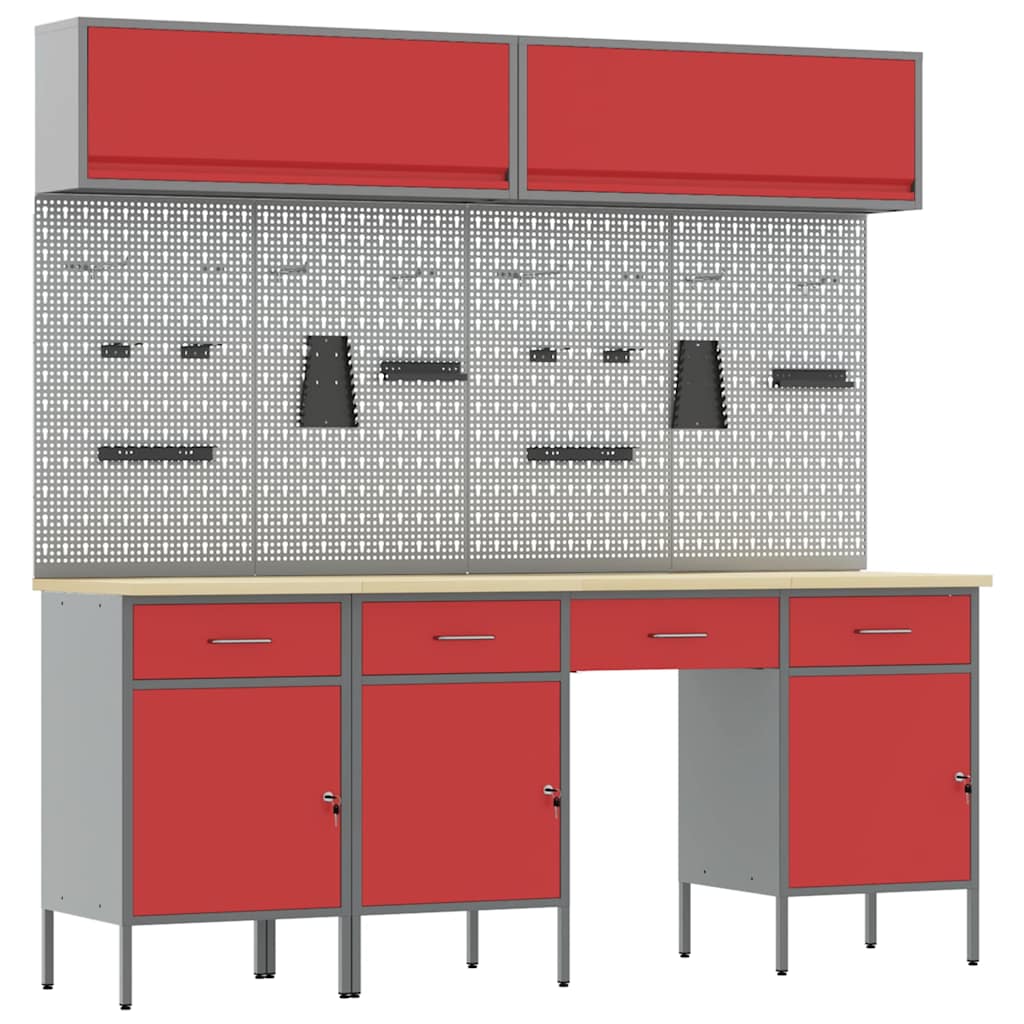 Werkkast set met lade met opslag met slot 10 pcs Rood is nu te koop bij PeponiXL, paradijselijk wonen!