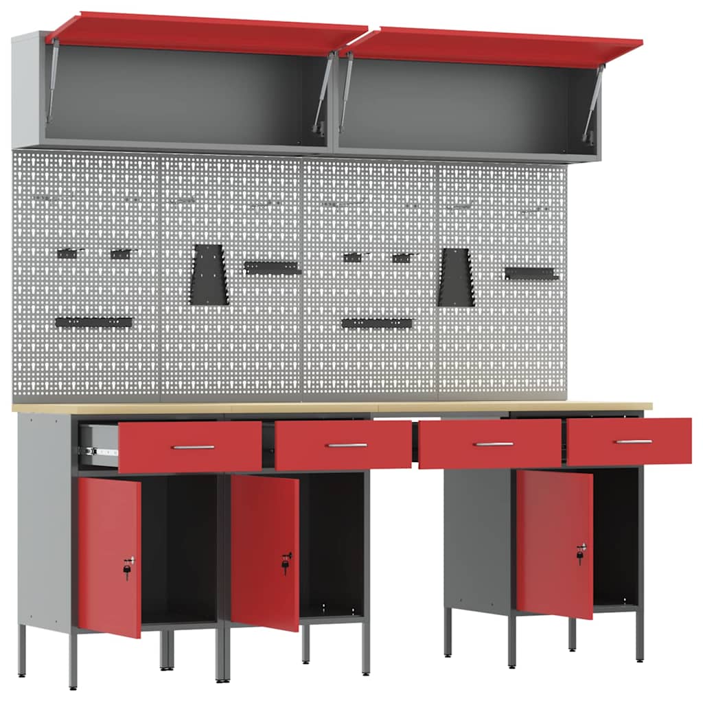 Werkkast set met lade met opslag met slot 10 pcs Rood is nu te koop bij PeponiXL, paradijselijk wonen!