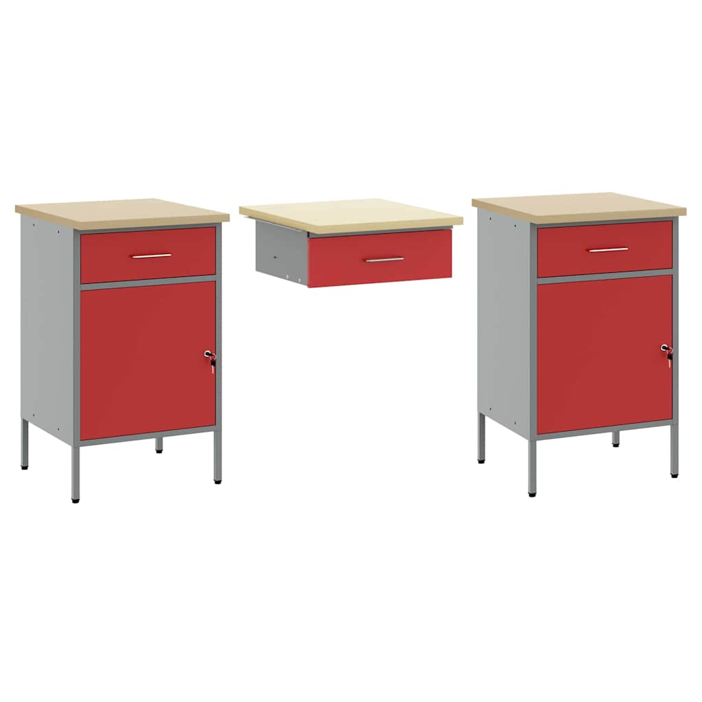 Werkkast set met lade met opslag met slot 10 pcs Rood is nu te koop bij PeponiXL, paradijselijk wonen!
