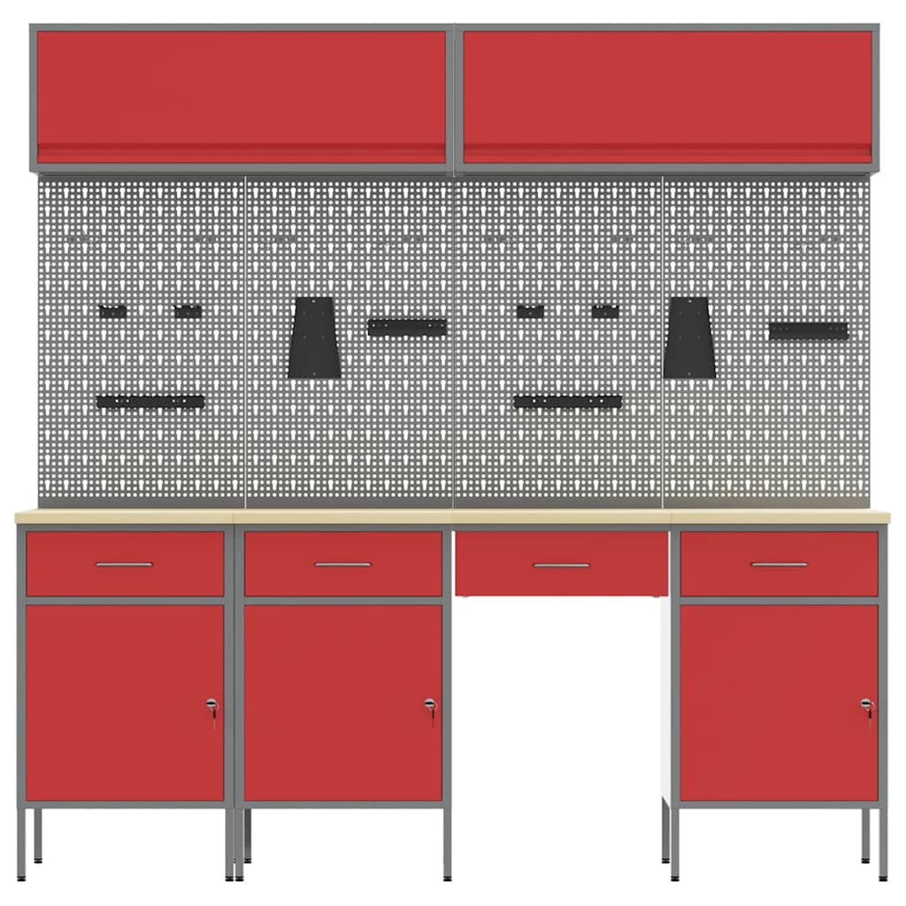 Werkkast set met lade met opslag met slot 10 pcs Rood is nu te koop bij PeponiXL, paradijselijk wonen!
