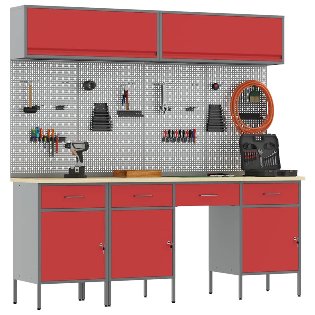 Werkkast set met lade met opslag met slot 10 pcs Rood is nu te koop bij PeponiXL, paradijselijk wonen!