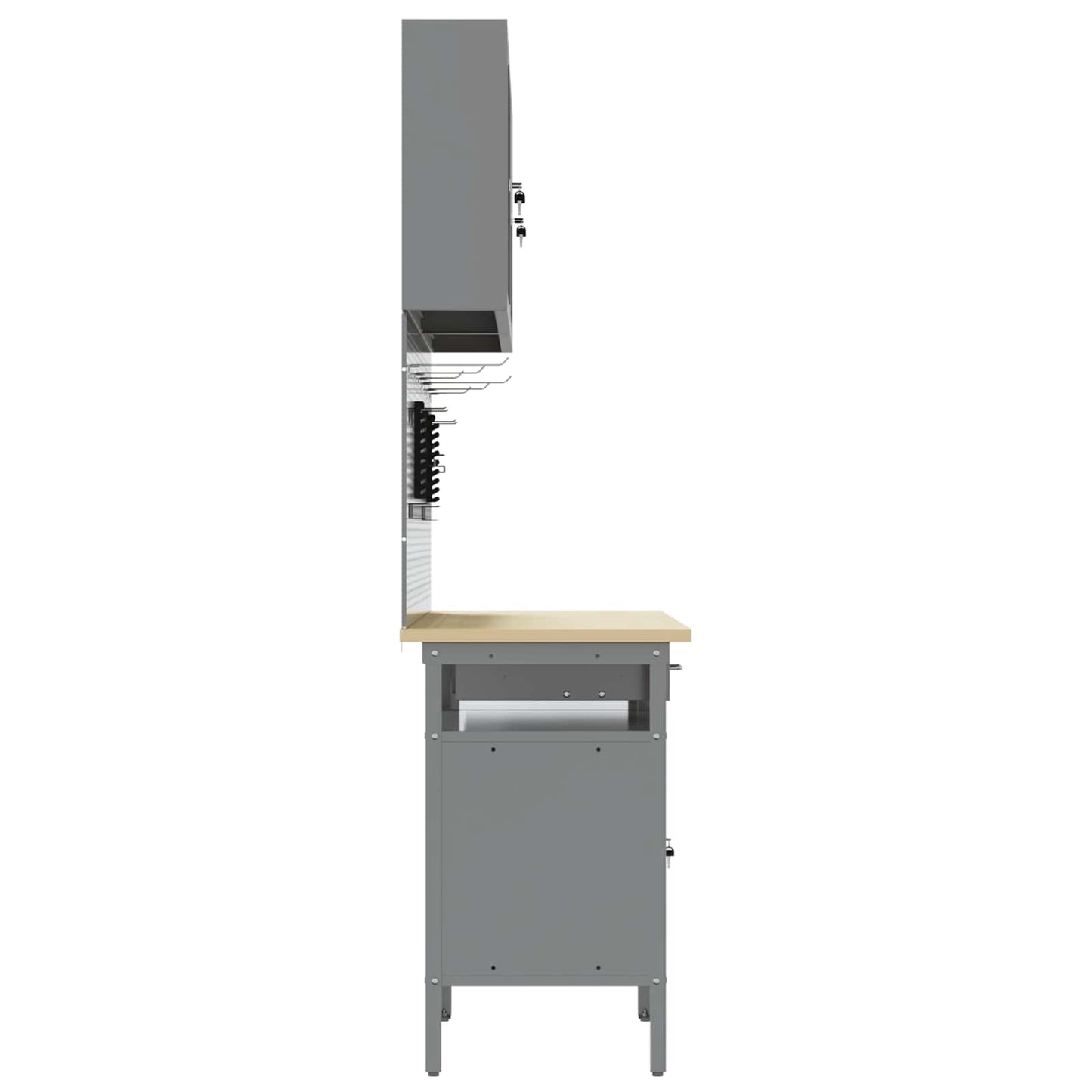 Werkbankset met lade 8 pcs Zwart en Grijs Gepoedercoat staal