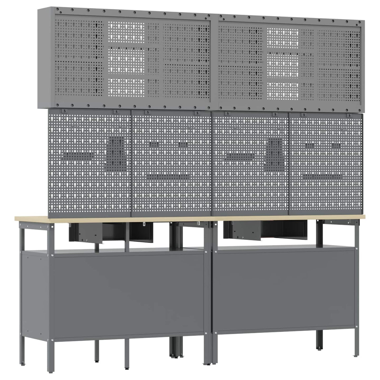 Werkbankset met lade 8 pcs Rood en Grijs Gepoedercoat staal